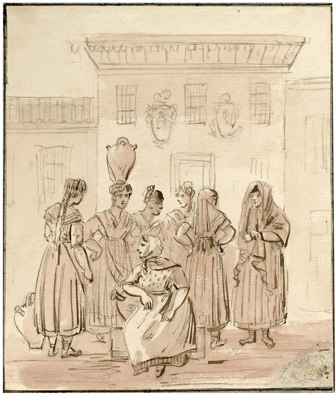 Groep Vrouwen Verzameld Op Een Plein by Otto Howen - Canvas Print
