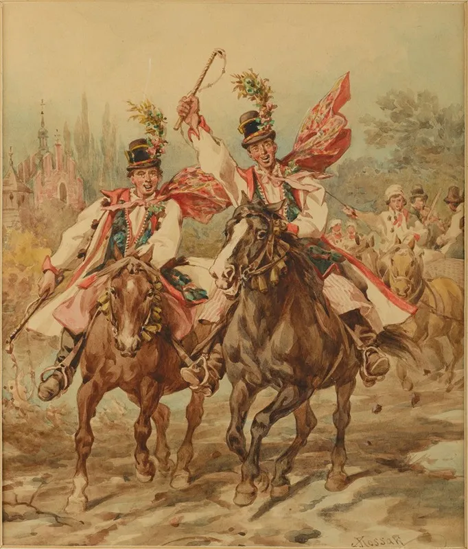 Groomsmen by Juliusz Kossak - Canvas Print