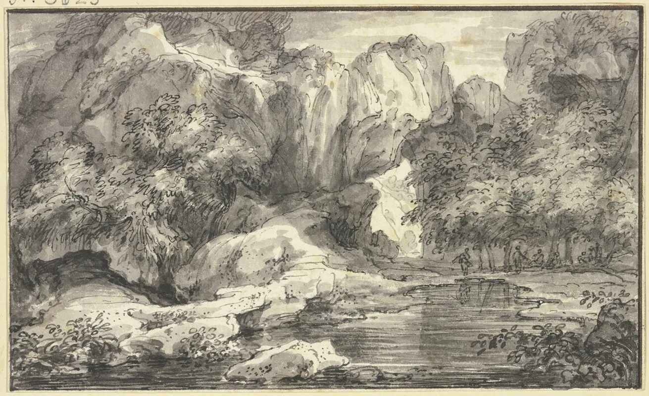 Grose Felspartie An Einem See by Abraham Genoels II - Canvas Print