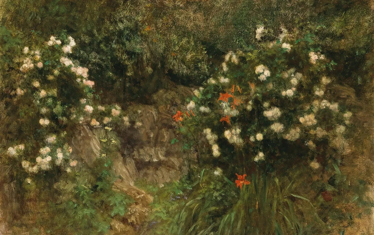 Grotto With White Roses