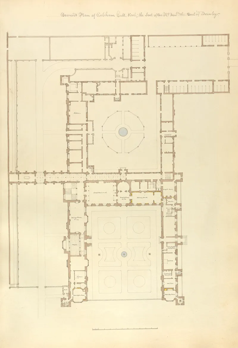 Ground Plan Of Cobham Hall Kent The Seat Of The Right Honourable The Earl Of Darnley by John Buckler - Canvas Print