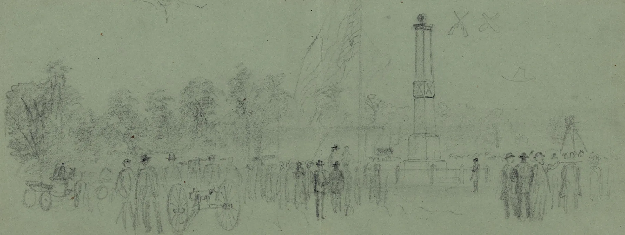 Group Of Civilians Near Monument