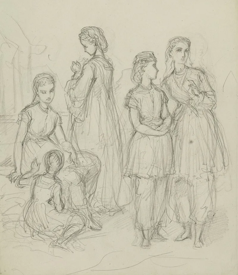 Groupe De Jeunes Filles by Anaïs Colin-Toudouze - Canvas Print