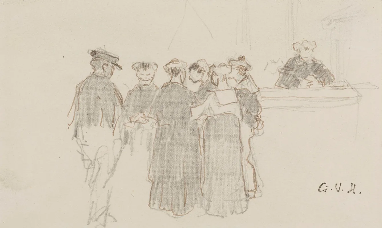 Groupe De Six Personnes Et Une Personne Derriere Un Comptoir