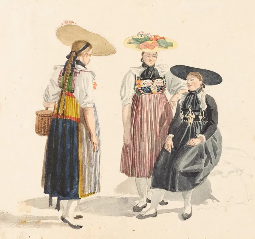 Groupe De Trois Paysannes Du Canton De Zoug