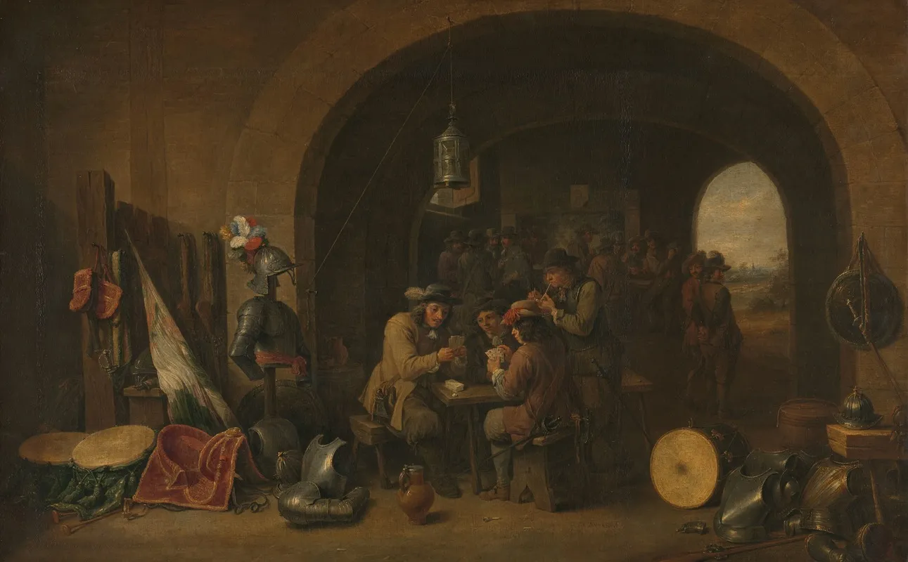 Guardroom 2 by David Teniers The Younger - Canvas Print