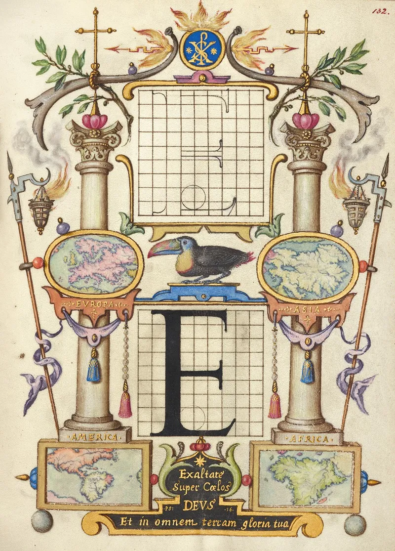 Guide For Constructing The Letter E by Joris Hoefnagel - Canvas Print