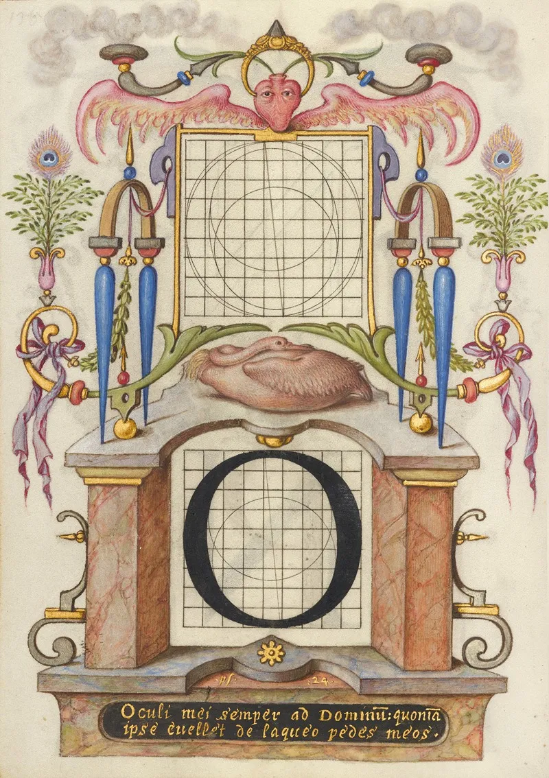 Guide For Constructing The Letter O by Joris Hoefnagel - Canvas Print