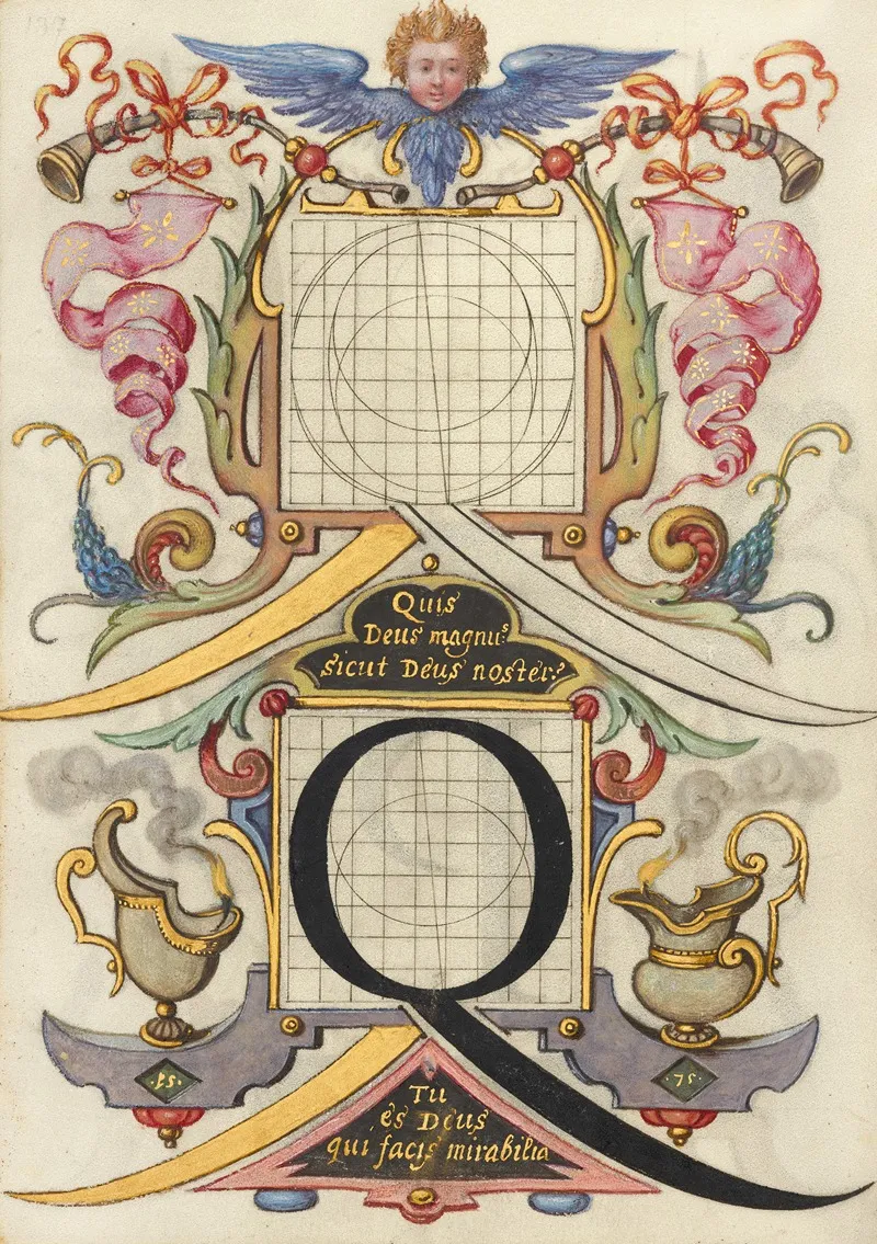 Guide For Constructing The Letter Q by Joris Hoefnagel - Canvas Print