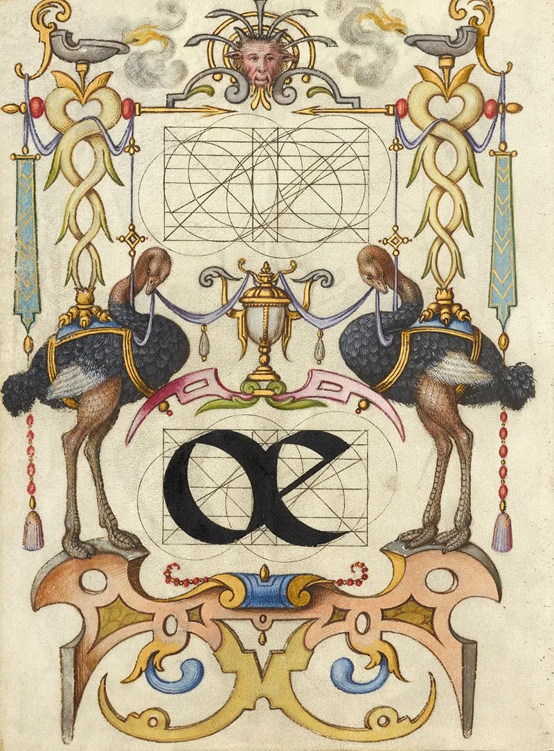 Guide For Constructing The Ligature Oe by Joris Hoefnagel - Canvas Print