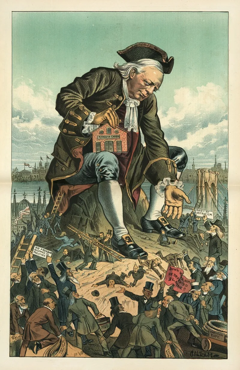 Gulliver And The Party Liliputians They Cannot Bind Him by Bernhard Gillam - Canvas Print