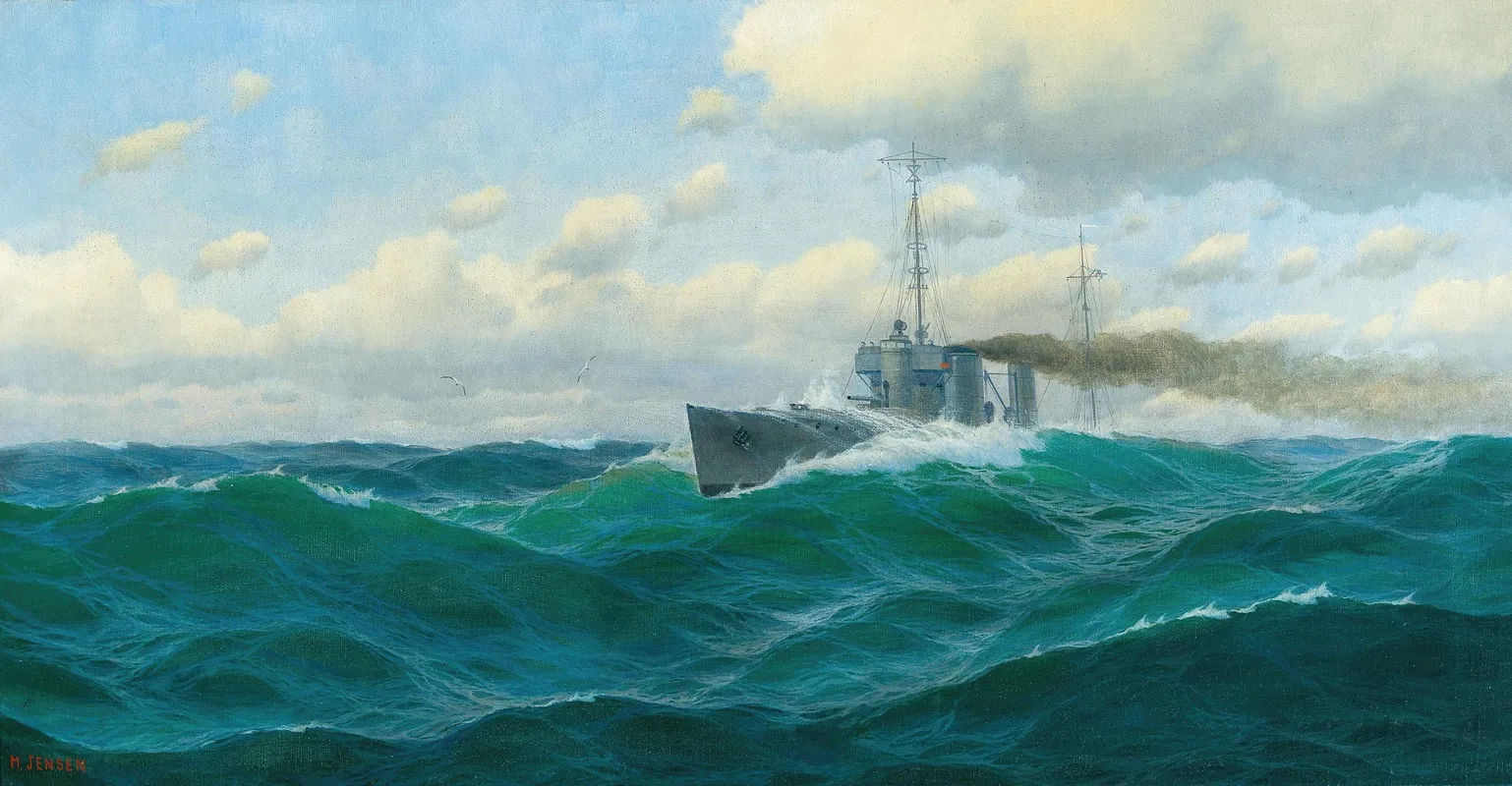 Gunboat On The High Seas by Max Jensen - Canvas Print