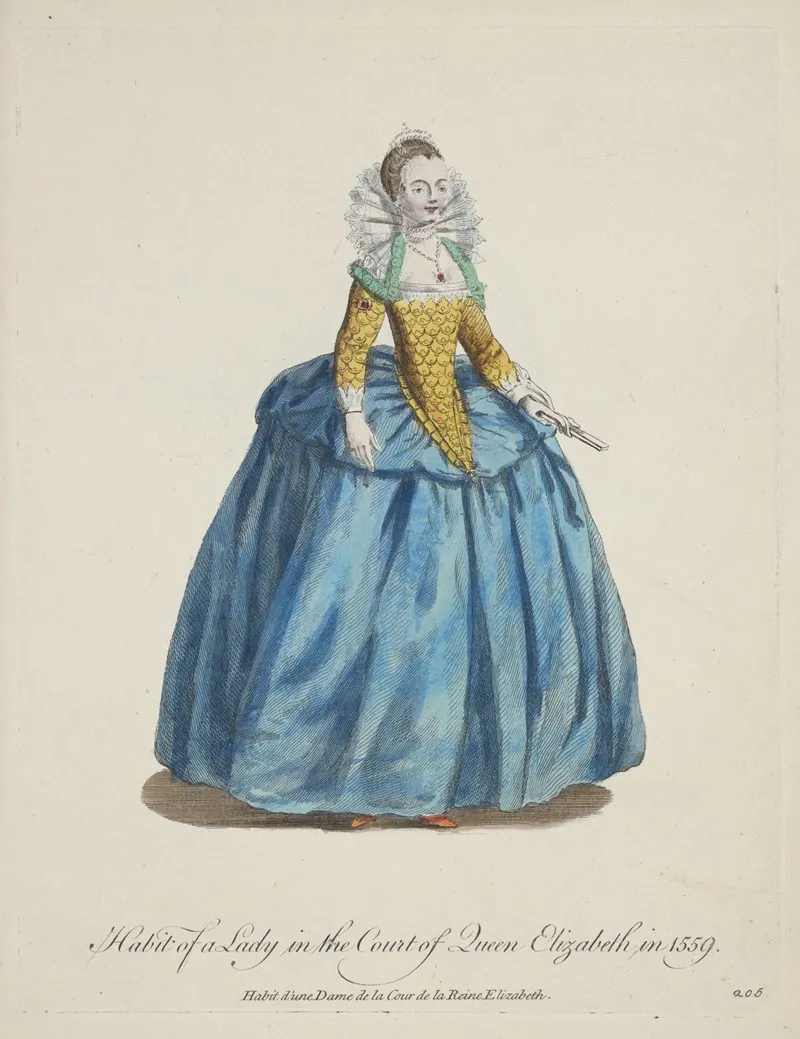 Habit Of A Lady In The Court Of Queen Elizabeth In 1559 Habit Dune Dame De La Cour De La Reine Elizabeth