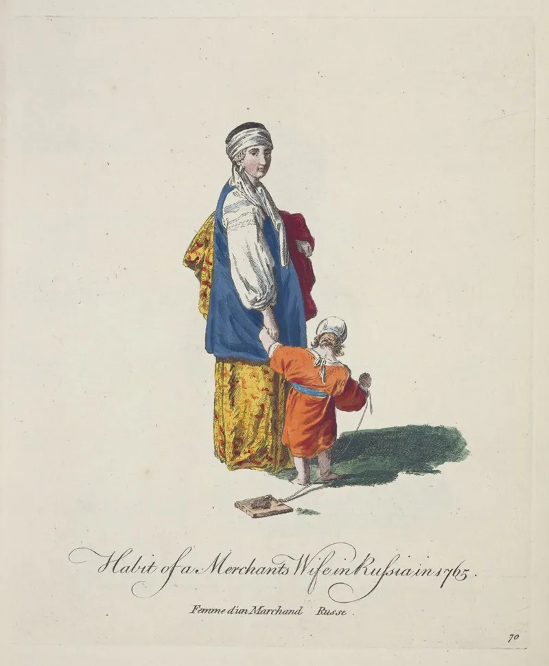 Habit Of A Merchants Wife In Russia In 1765 Femme Dun Marchand Russe