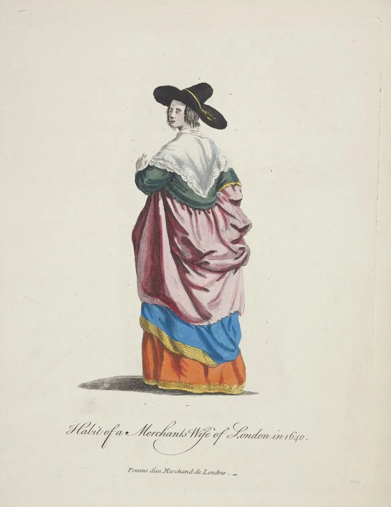 Habit Of A Merchants Wife Of London In 1640 Femme Dun Marchand De Londres