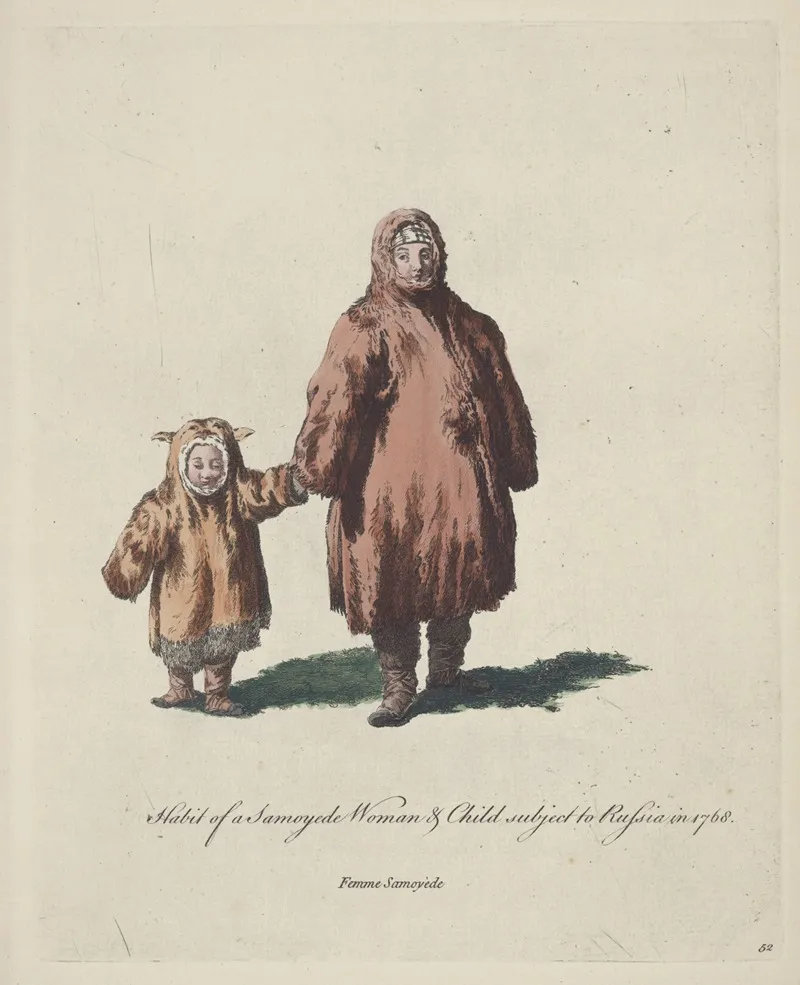 Habit Of A Samoyede Woman And Child Subject To Russia In 1768 Femme Samoyed