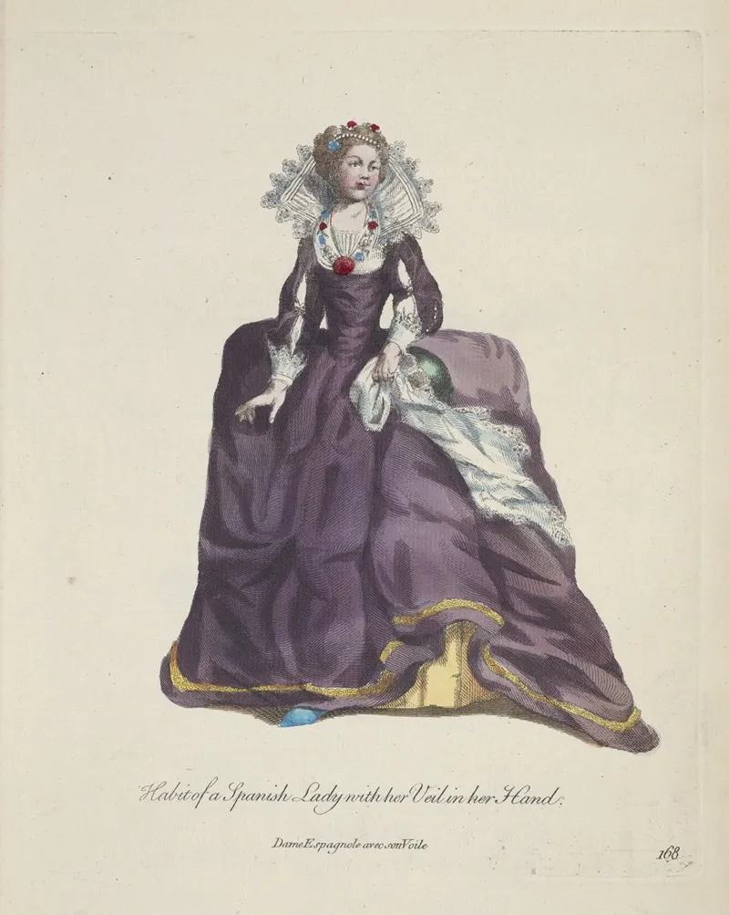 Habit Of A Spanish Lady With Her Veil In Her Hand Dame Espagnole Avec Son Voile