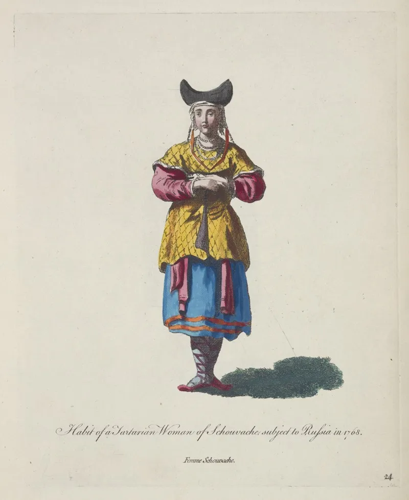 Habit Of A Tartarian Woman Of Schouvache Subject To Russia In 1768 Femme Schouvache