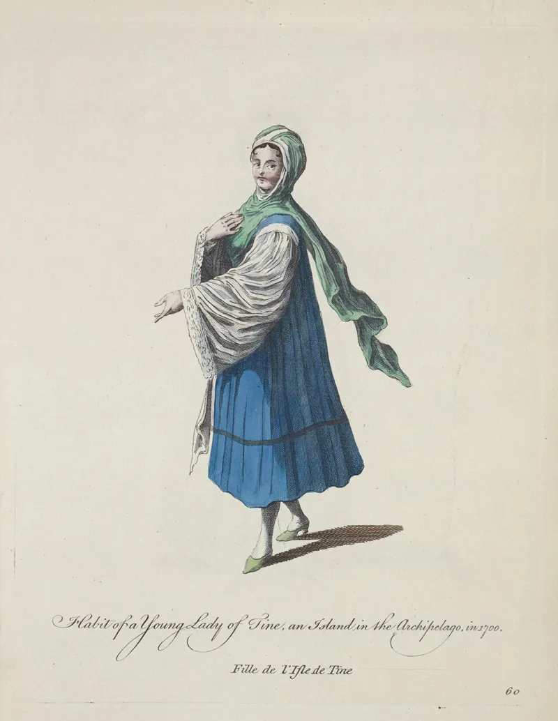 Habit Of A Young Lady Of Tine An Island In The Archipelago In 1700 Fille De Lisle De Tine