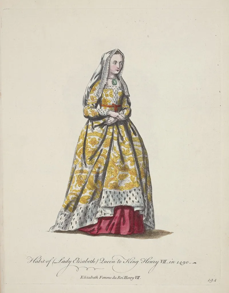 Habit Of Lady Elizabeth Queen To King Henry Vii In 1490 Elizabeth Femme Du Roi Henry Vii