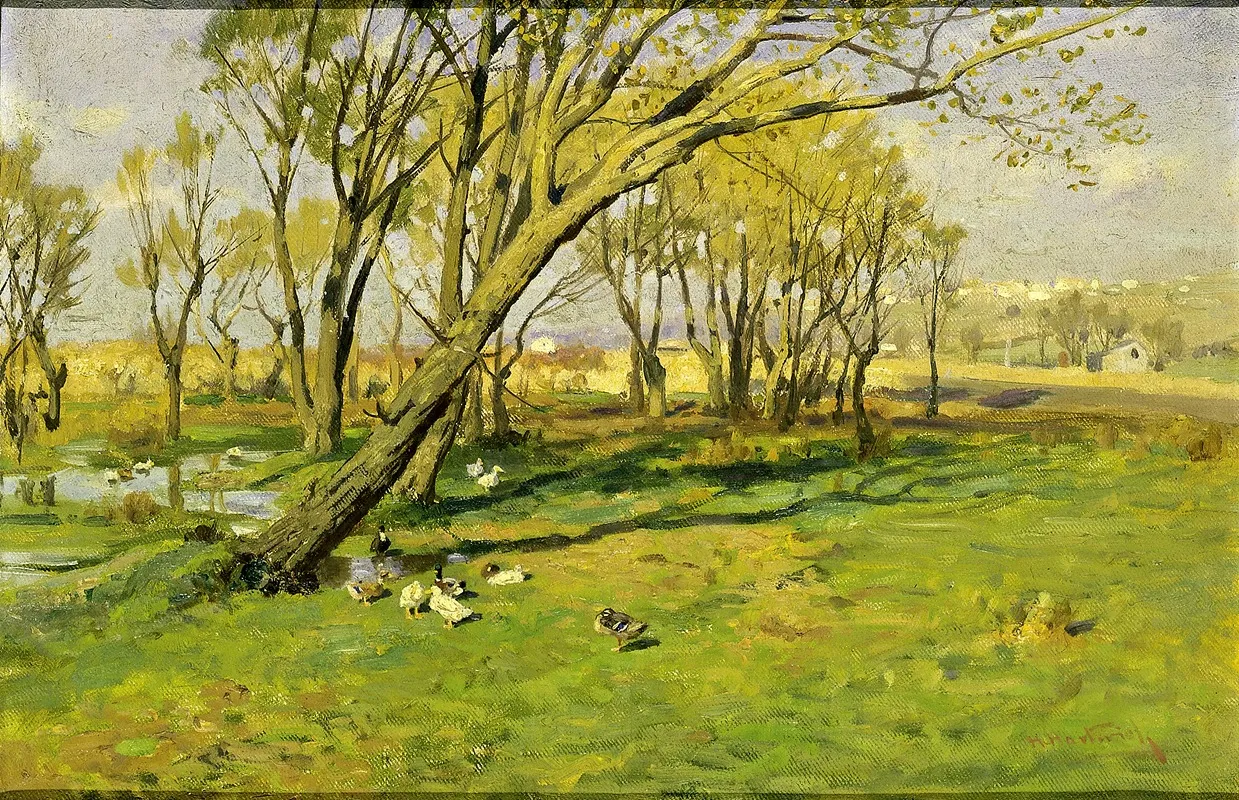 Hackensack New Jersey Fishers Pond by Herman Hartwich - Canvas Print