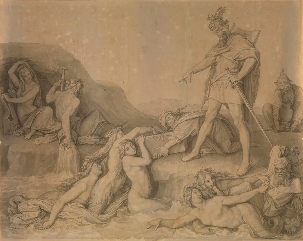 Hagen Entrusts His Treasures To The Rhine Daughters