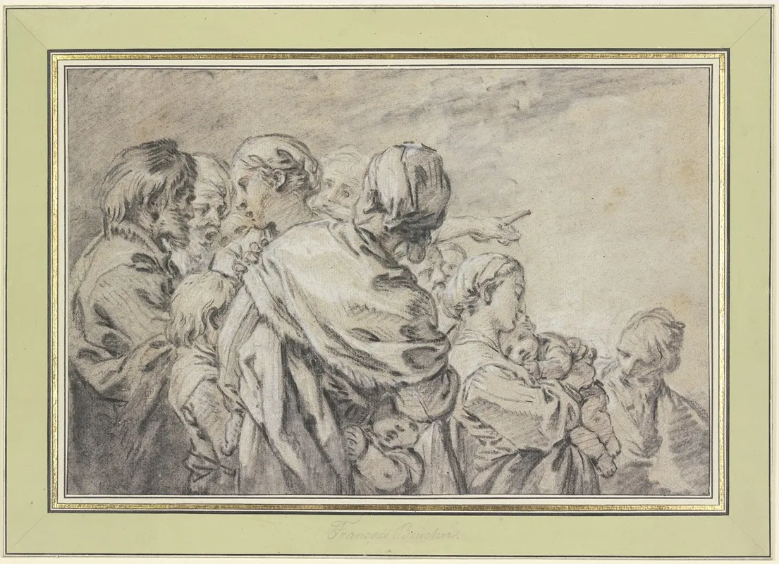 Halbfigurengruppe Mit Mannern Und Frauen Mit Kindern