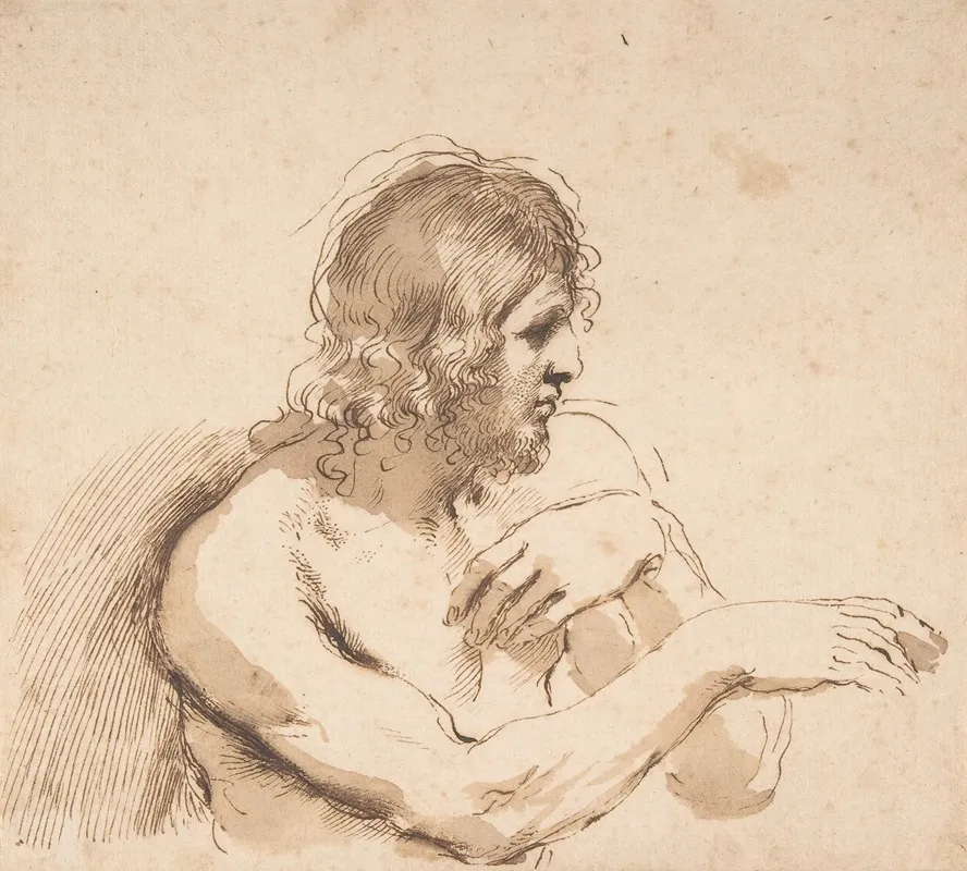 Half Figure Of A Nude Man Facing Right