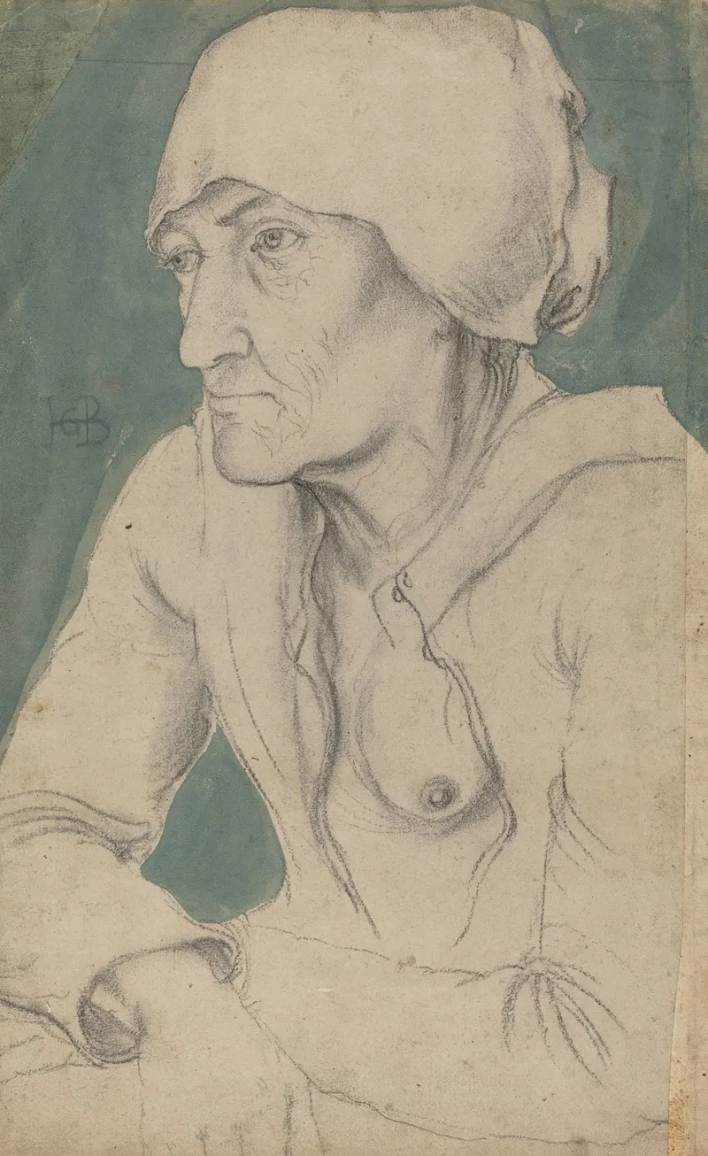 Half Figure Of An Old Woman With A Cap by Hans Baldung - Canvas Print