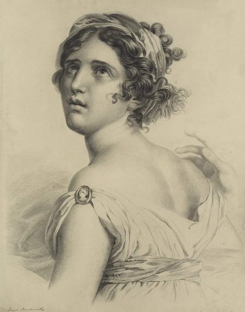 Half Figure Of Corinne 2 by Joseph van Biesbrouck - Canvas Print