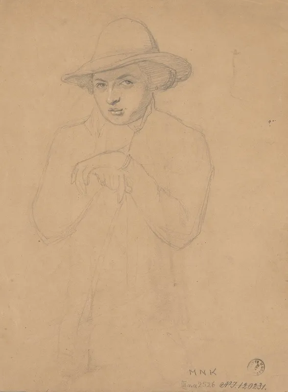 Half Length Figure Of Young Man In A Hat