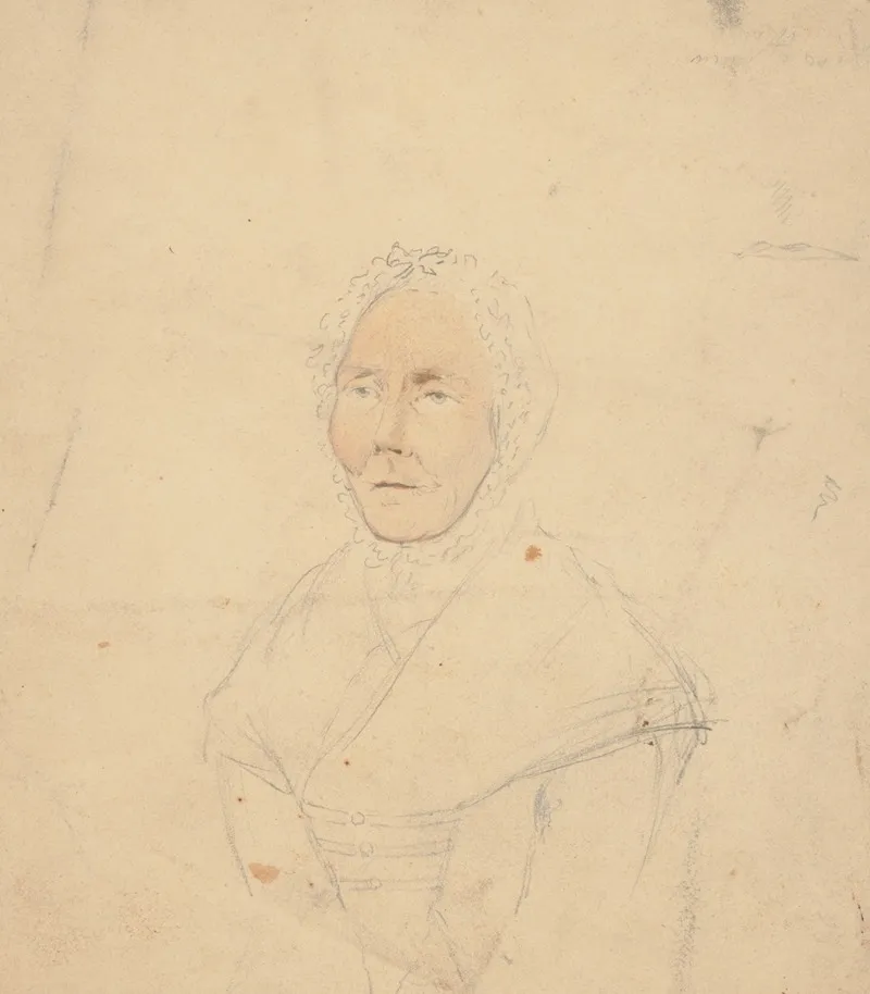 Half Length Portrait Of Elderly Woman Wearing Tigh Fitting Bonnett