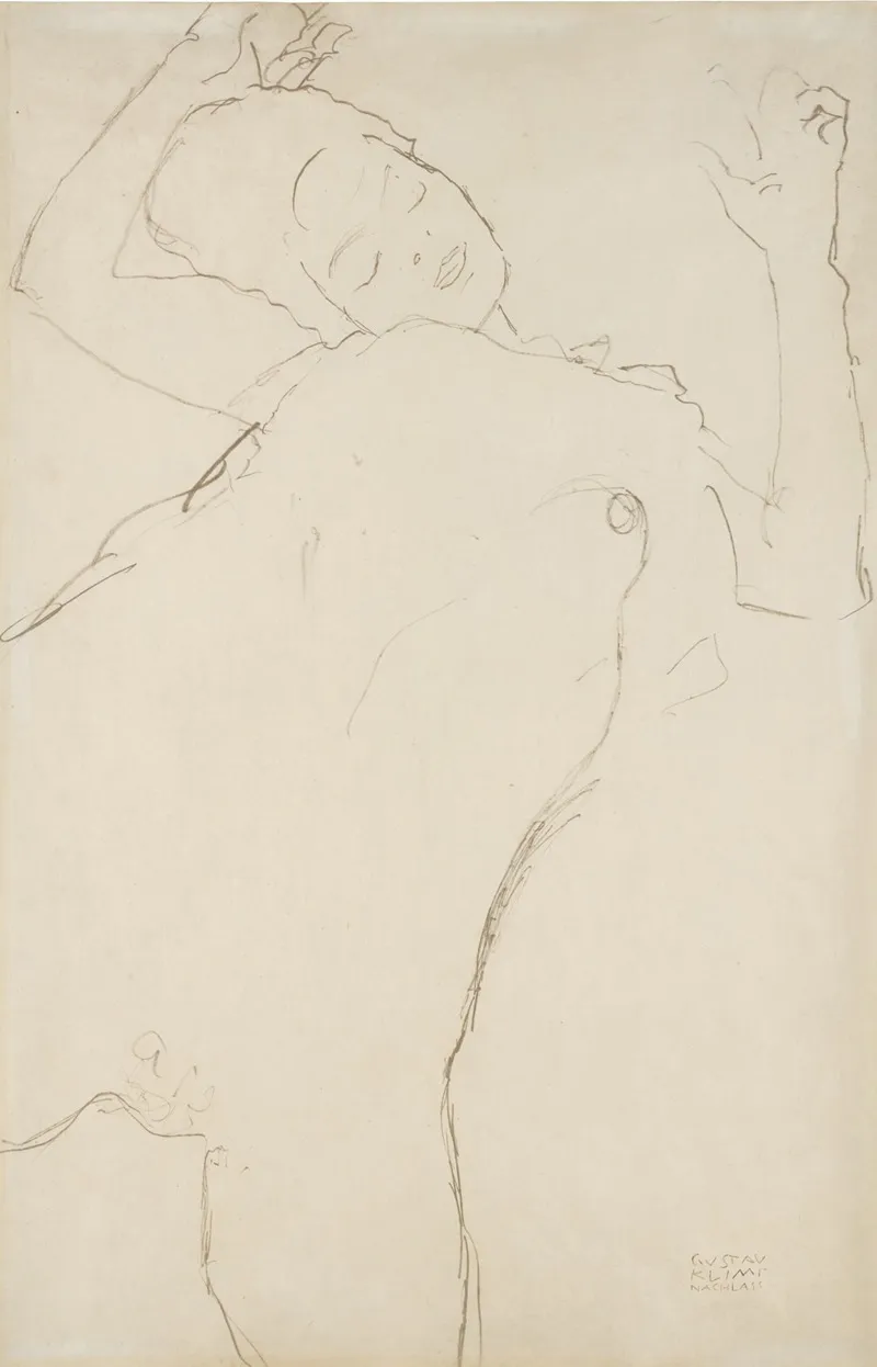 Half Nude With Raised Arms by Gustav Klimt - Canvas Print