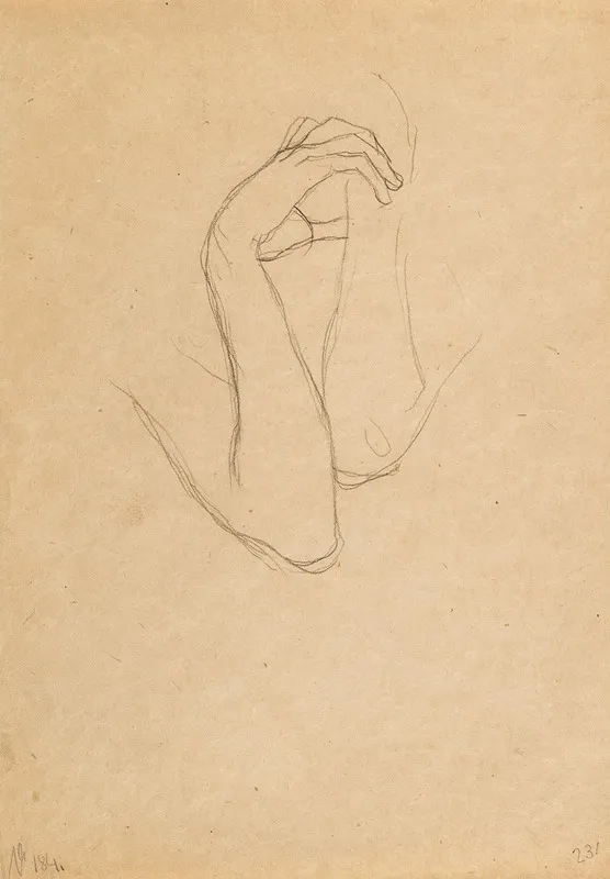 Hand And Arm Studies For Die Kunste In Beethovenfries by Gustav Klimt - Canvas Print