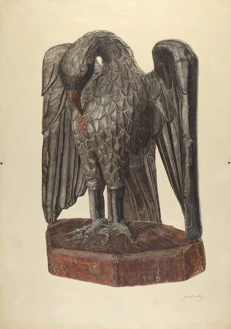 Hand Carved Eagle by John Cutting - Canvas Print