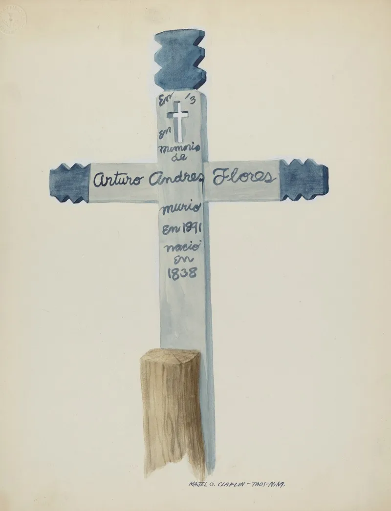 Hand Made Painted Wooden Cross Headstone