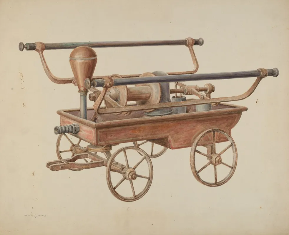 Hand Operated Fire Pump by Hans Mangelsdorf - Canvas Print