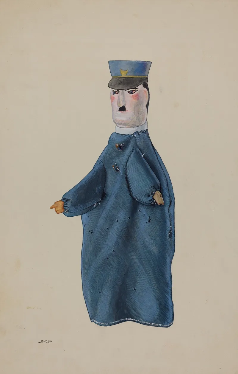 Hand Puppet Policeman by Elmer Weise - Canvas Print
