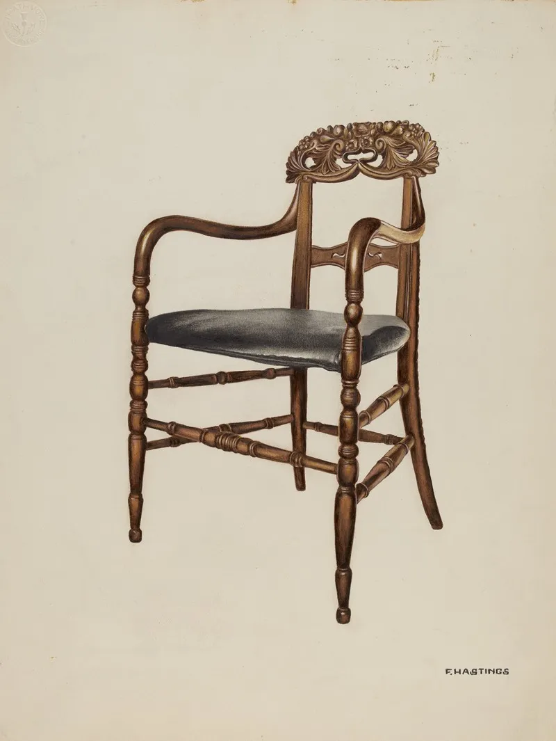 Handcarved Chair by Florence Hastings - Canvas Print