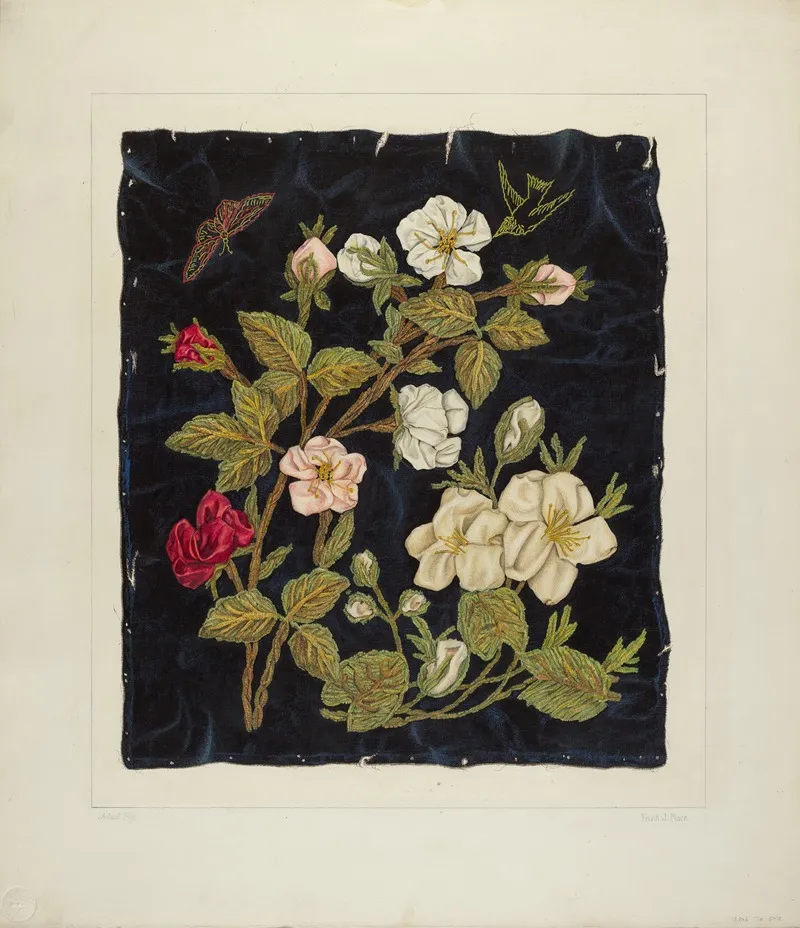 Handmade Flowers On Black by Frank J. Mace - Canvas Print