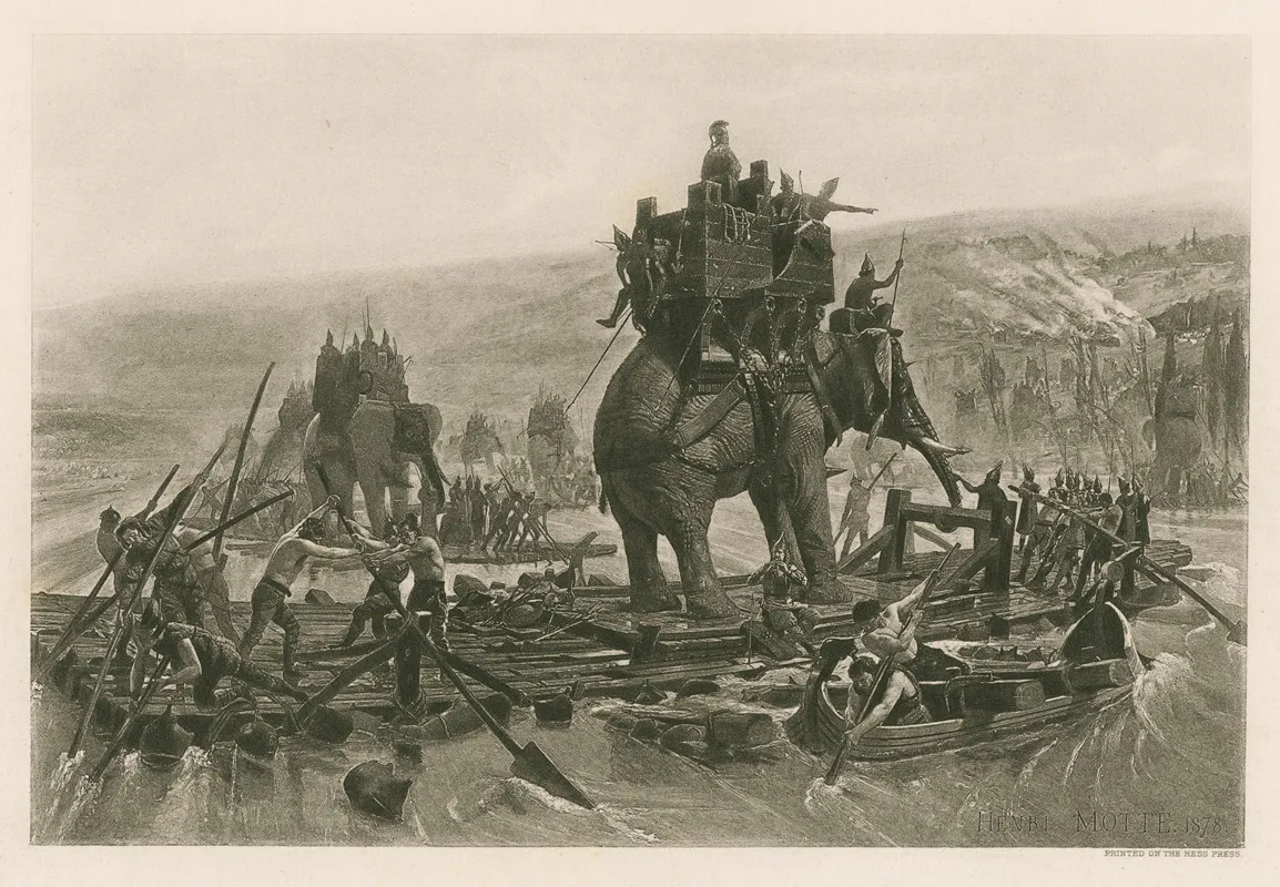 Hannibal Crossing The Rhone by Henri Motte - Canvas Print