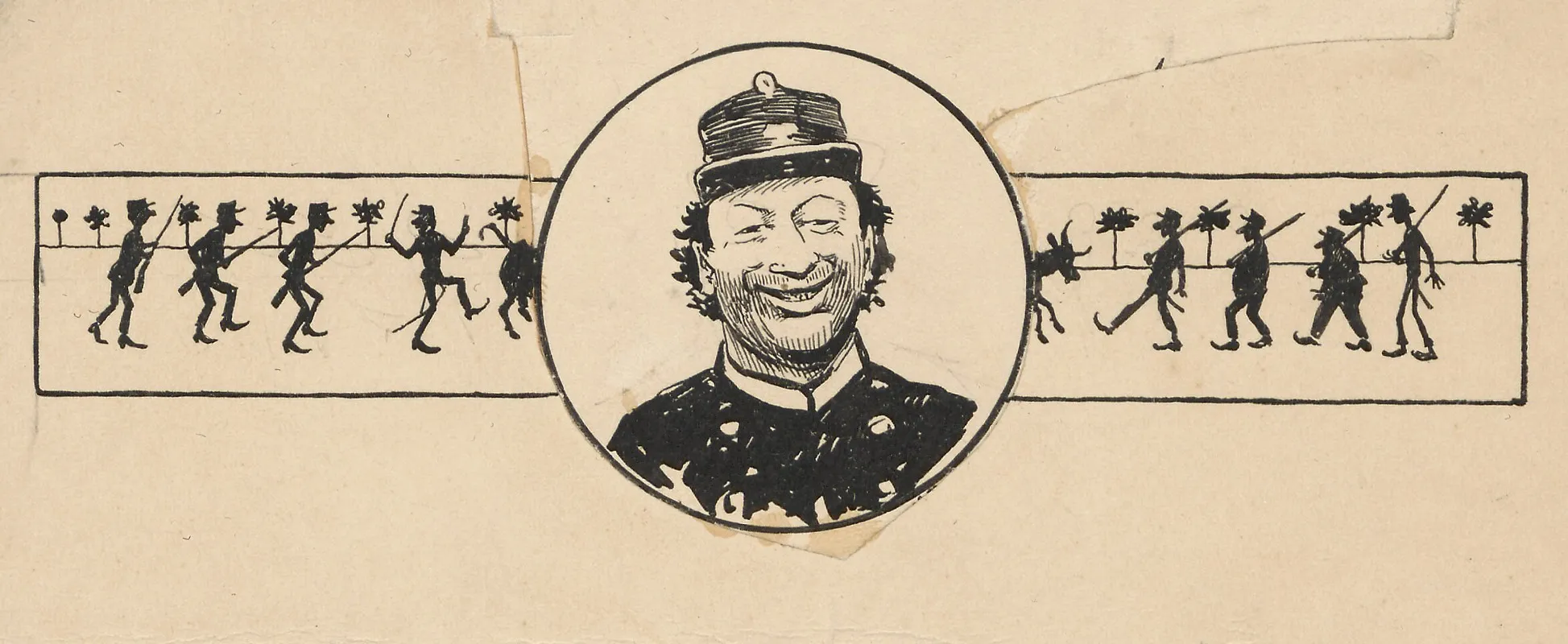 Happy Soldier And Silhouettes Of Other Soldiers