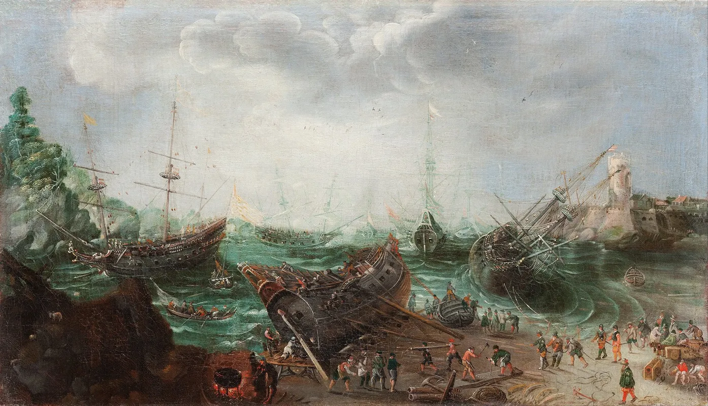 Harbour Scene by Adam Willaerts - Canvas Print