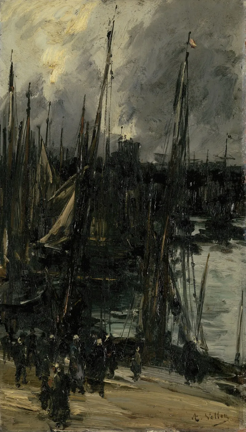 Harbour View In Dunkerque by Antoine Vollon - Canvas Print