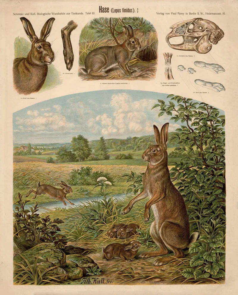Hare Lepus Timidus by Albert Kull - Canvas Print
