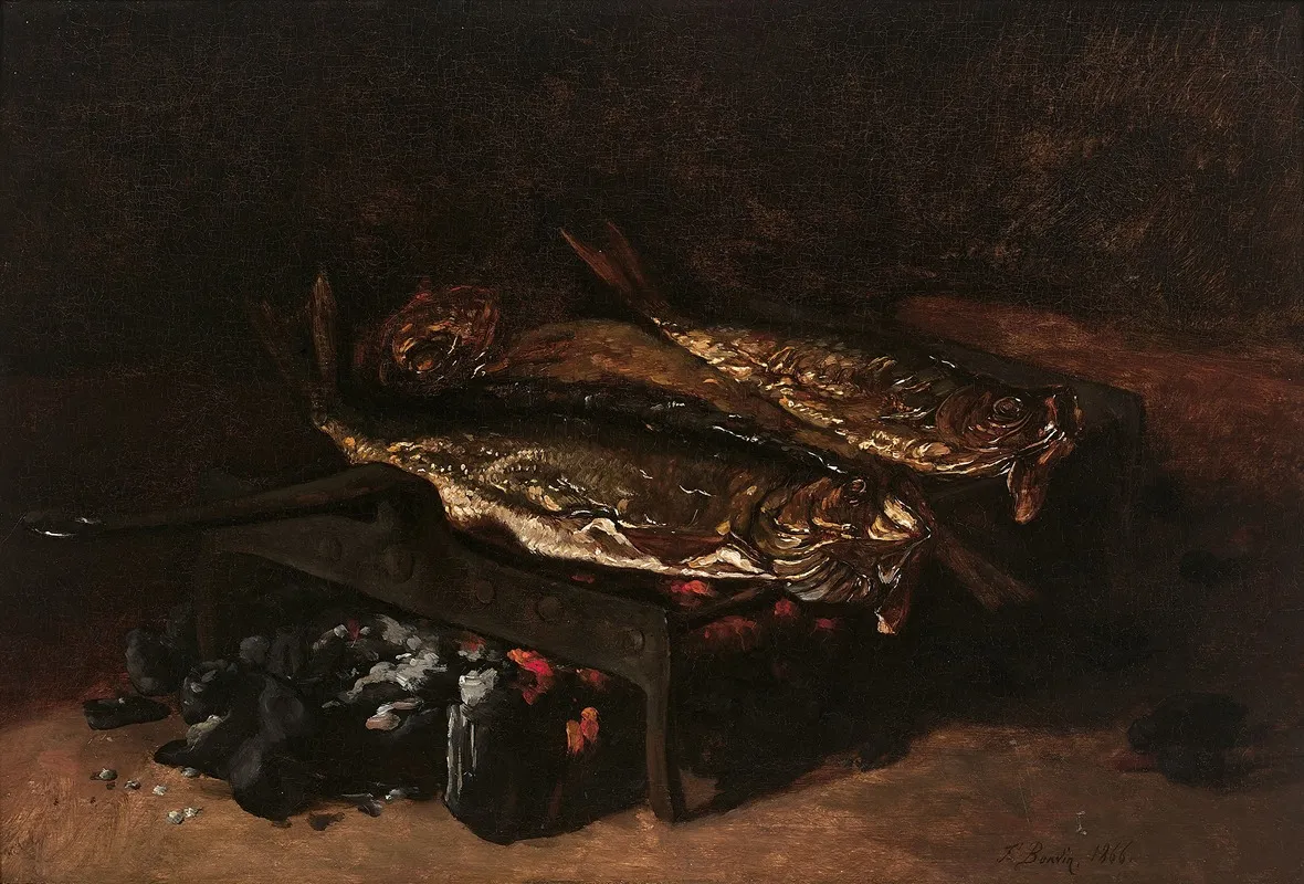 Harengs Sur Un Gril by François Bonvin - Canvas Print