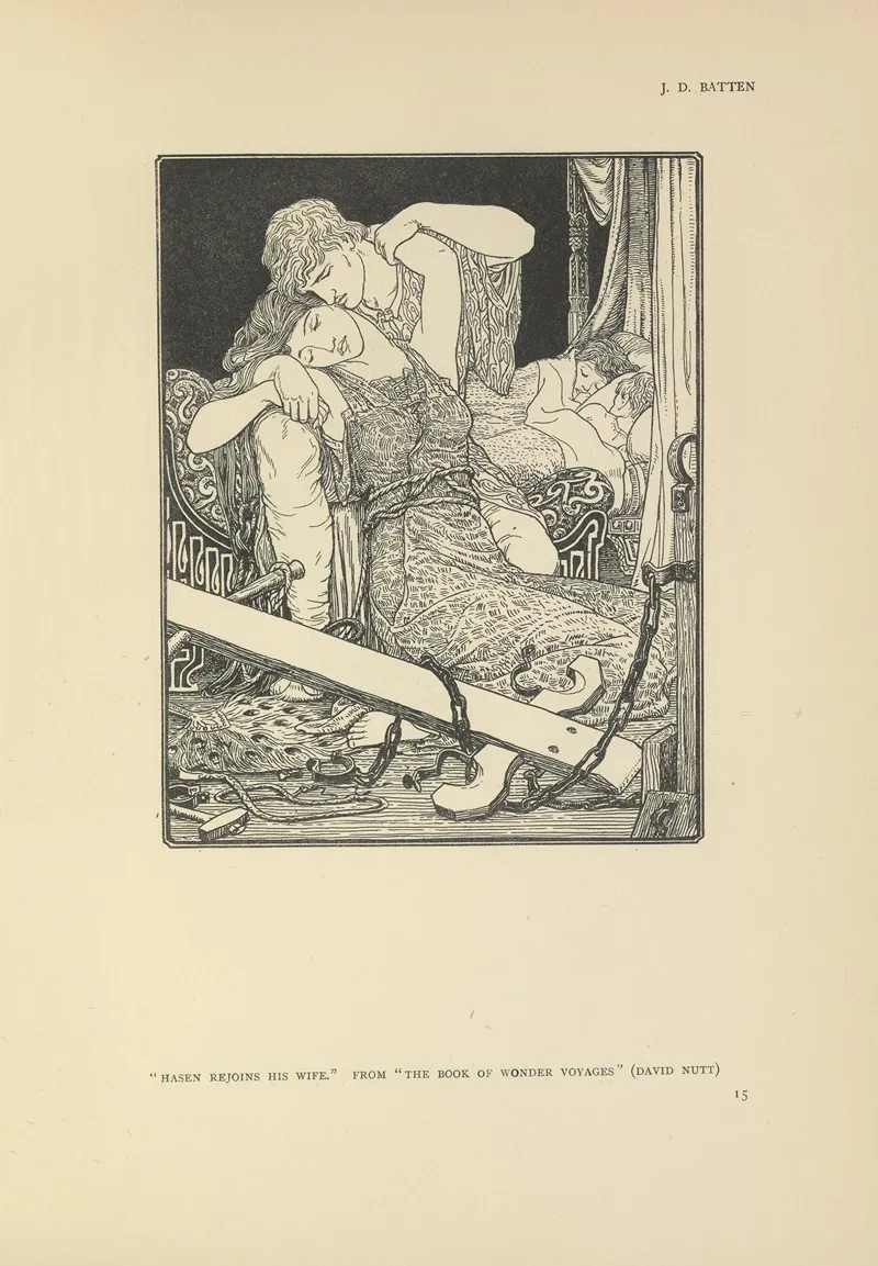 Hasen Rejoins His Wife The Book Of Wonder Voyages by John Dickson Batten - Canvas Print
