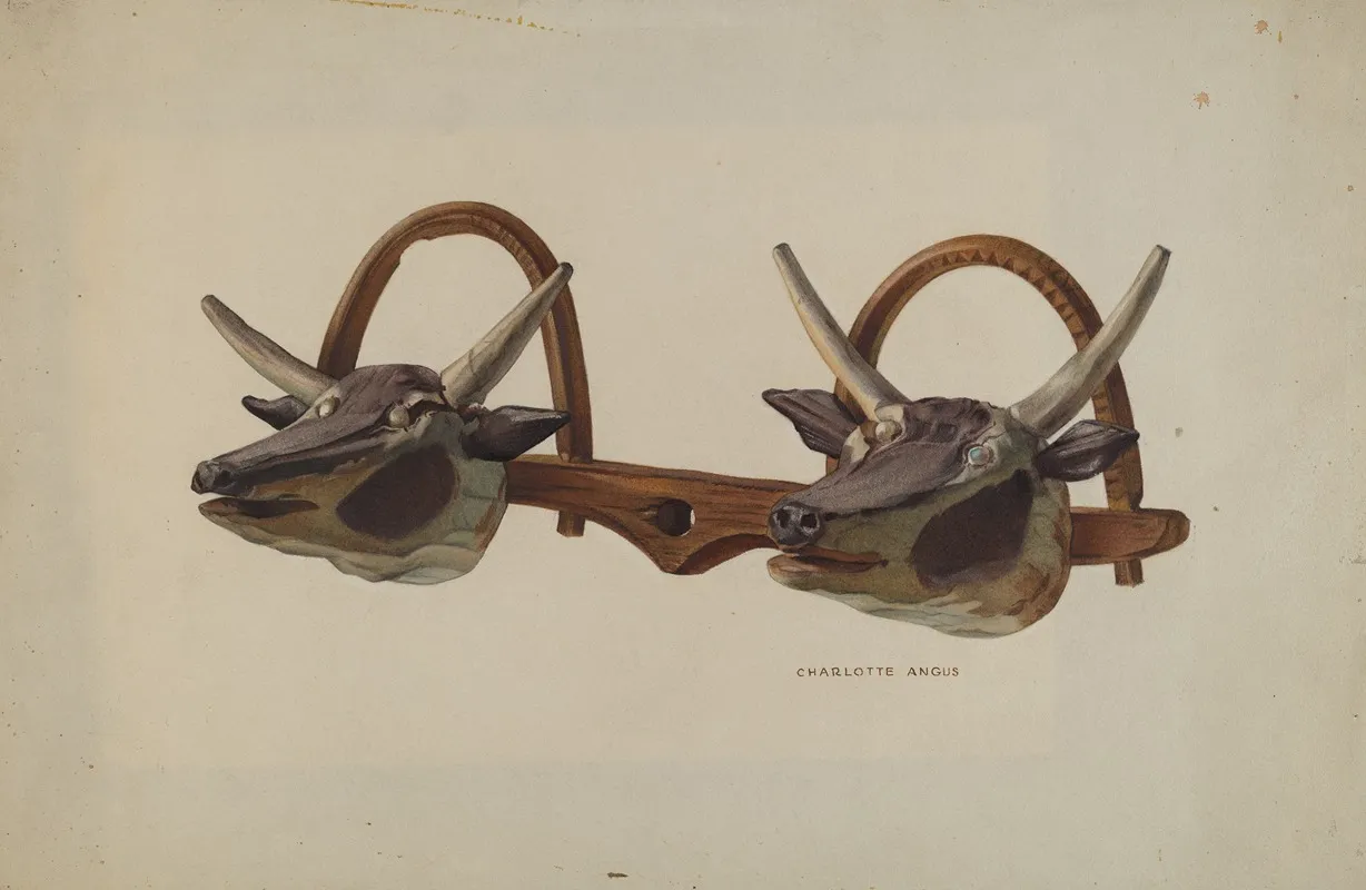 Hat Rack Shaped Like Ox Yoke by Charlotte Angus - Canvas Print