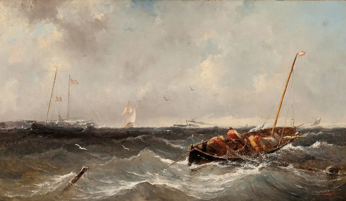 Hauling The Net 2 by Albertus Van Beest - Canvas Print