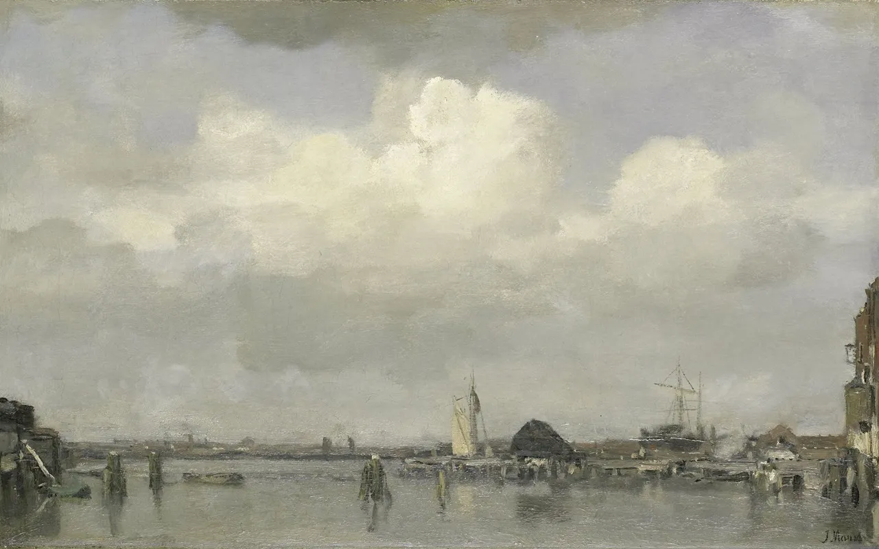 Havengezicht 2 by Jacob Maris - Canvas Print